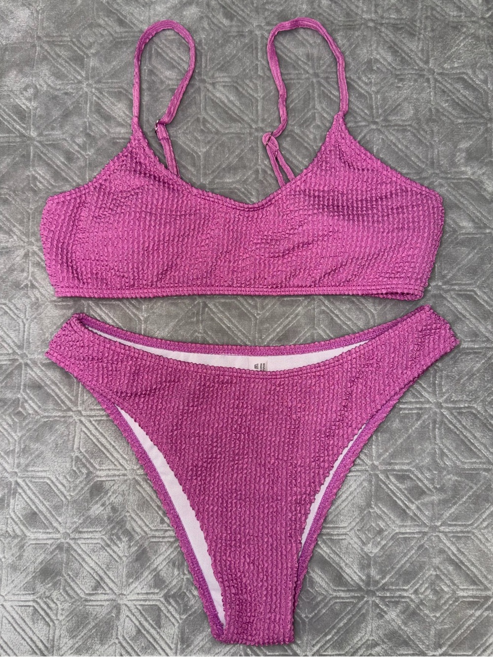 SHEIN Textured Fuchsia Two-Piece Bikini